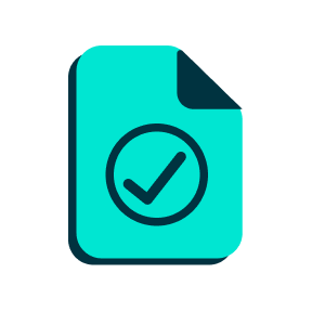 a blue check mark on a paper