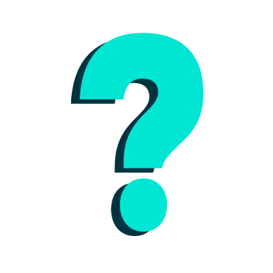 a blue question mark on a black background