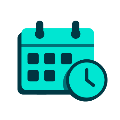 a calendar and clock on a black background