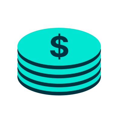 a stack of coins with a dollar sign