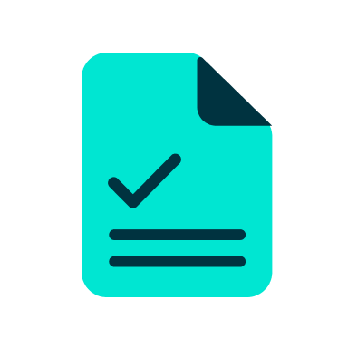 a blue and black check mark on a paper