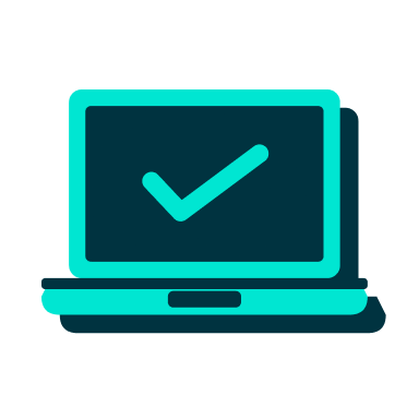 a computer with a check mark