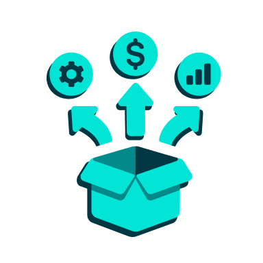 a blue box with arrows and arrows pointing to the top