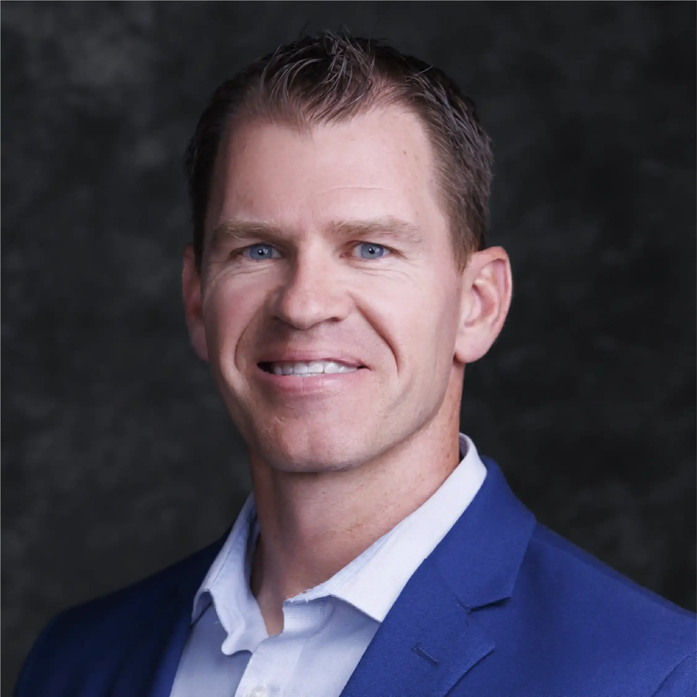 a man in a blue suit