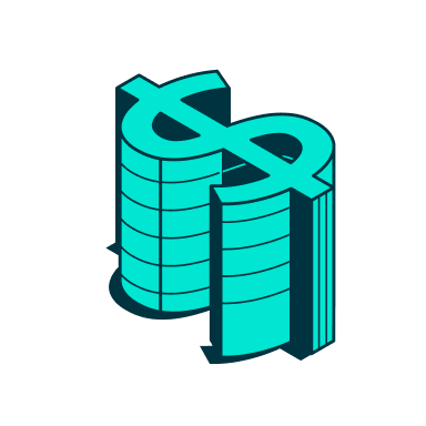 a blue dollar sign in a black background