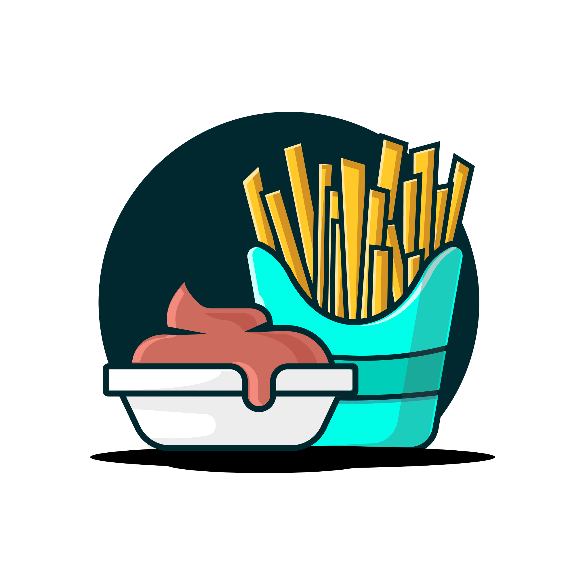 a french fries and sauce in a container