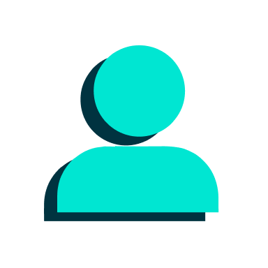 a blue person icon on a black background