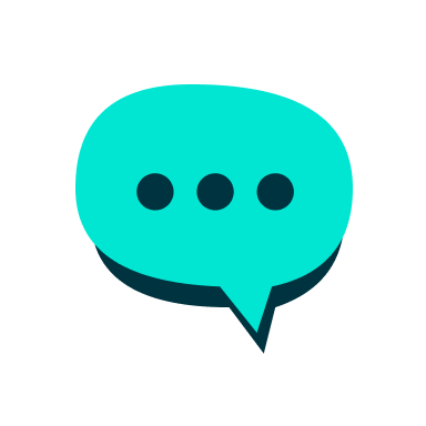 a blue chat bubble with three dots