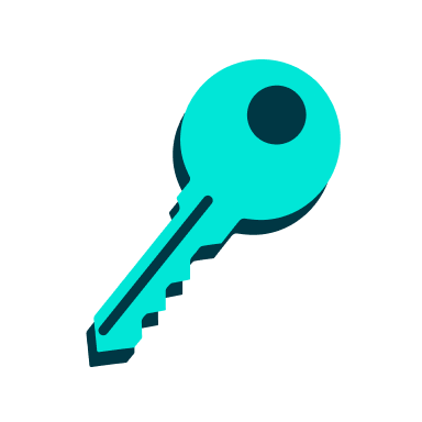 a blue key on a black background