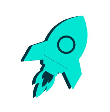 a blue rocket with a black background