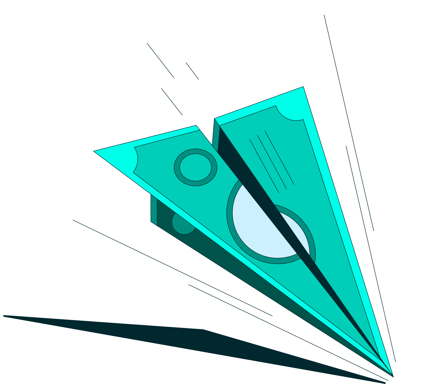 a paper plane with a dollar bill in the middle
