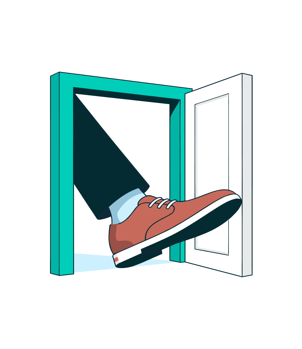 a cartoon of a shoe coming out of a door