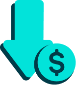 a blue arrow pointing to a dollar sign