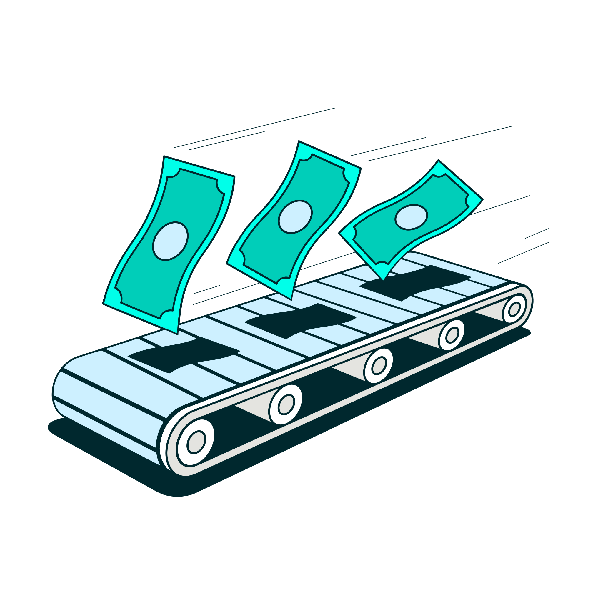 cash on a conveyor belt