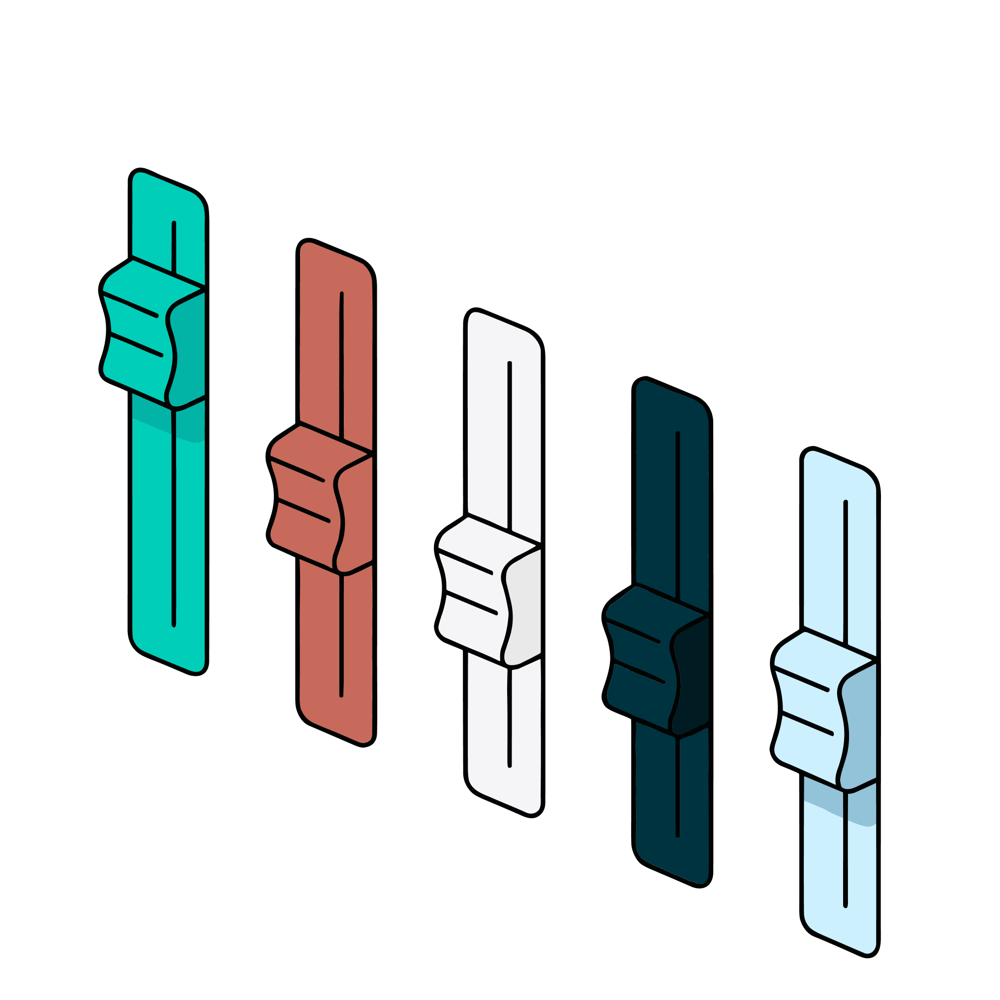 a row of switches in different colors